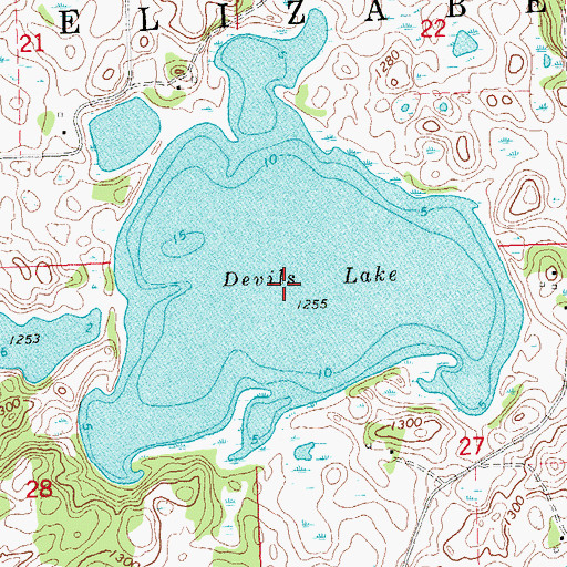 Topographic Map of Devils Lake, MN