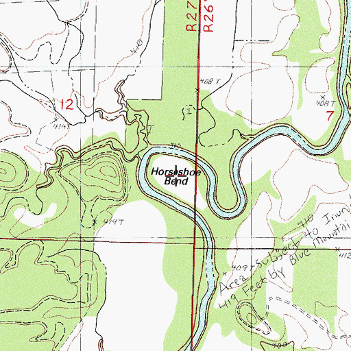 Topographic Map of Horseshoe Bend, AR