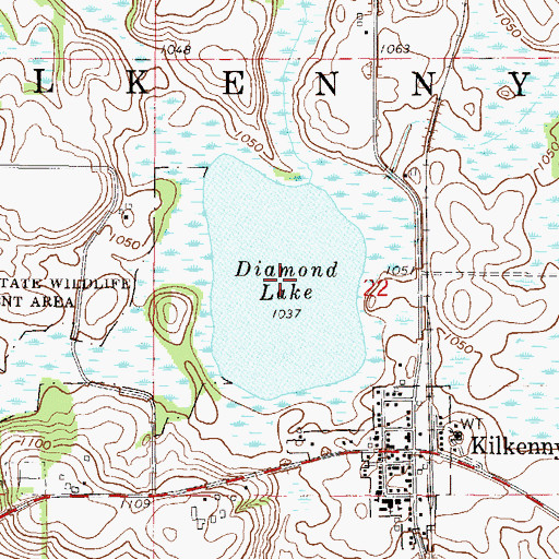 Topographic Map of Diamond Lake, MN