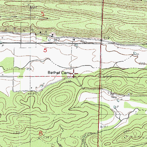 Topographic Map of Bethel Cemetery, AR