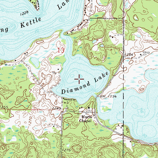 Topographic Map of Diamond Lake, MN