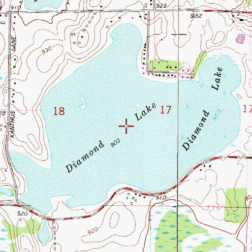 Topographic Map of Diamond Lake, MN