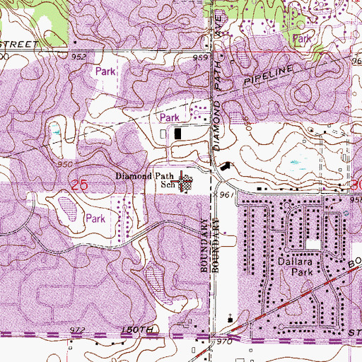 Topographic Map of Diamond Path Elementary - School of International Studies, MN