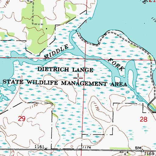 Topographic Map of Dietrich Lange State Wildlife Management Are, MN