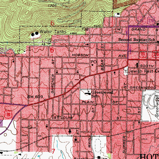 Topographic Map of Albert Pike Shopping Center, AR