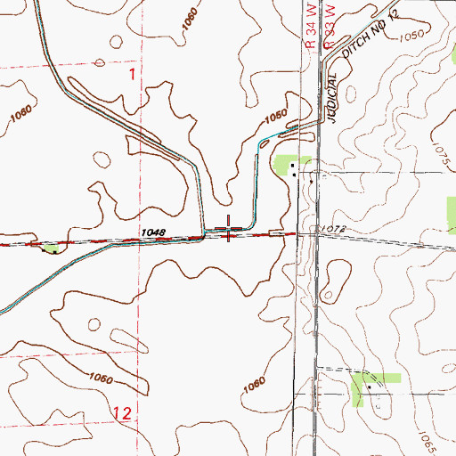 Topographic Map of Judicial Ditch Number Twelve, MN