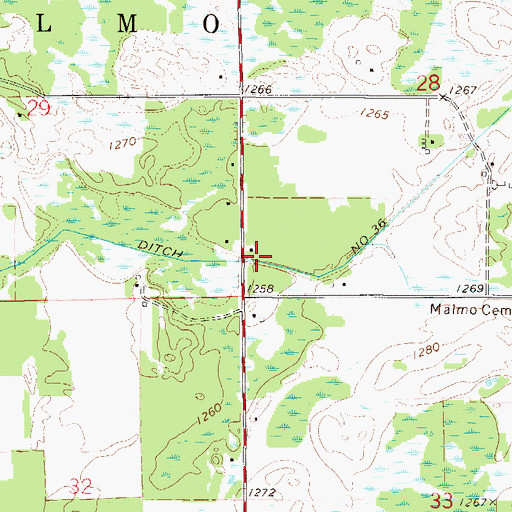 Topographic Map of Ditch Number Thirtysix, MN