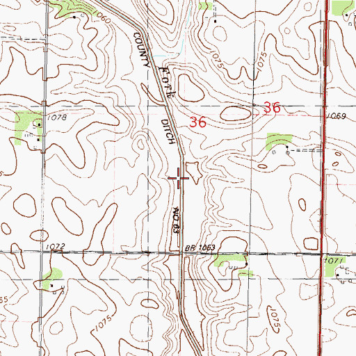 Topographic Map of Ditch Number Sixtythree, MN