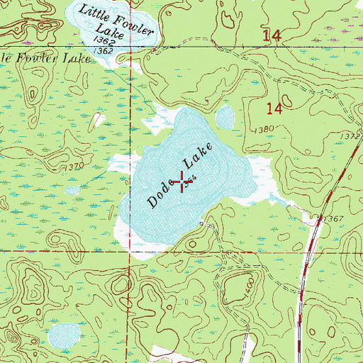 Topographic Map of Dode Lake, MN