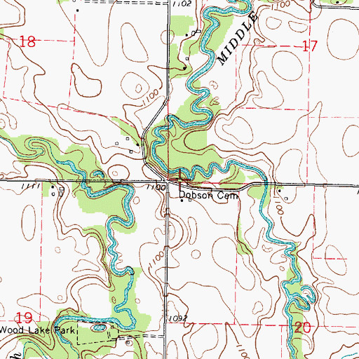 Topographic Map of Dobson Cemetery, MN