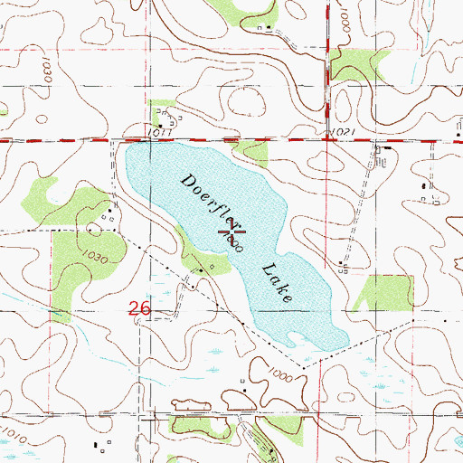 Topographic Map of Doerfler Lake, MN