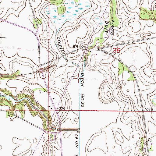 Topographic Map of Dog Creek, MN