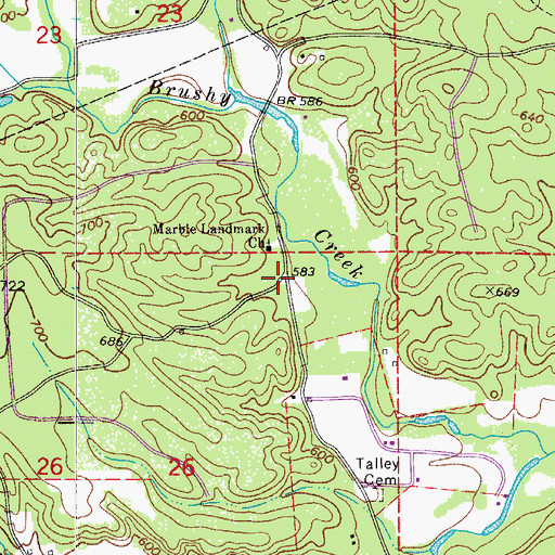 Topographic Map of Beaudry (historical), AR
