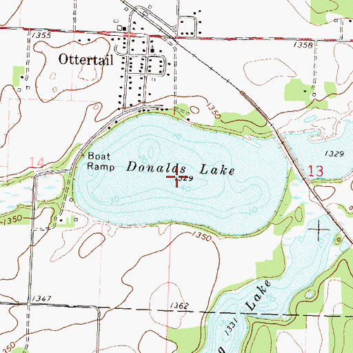 Topographic Map of Donalds Lake, MN