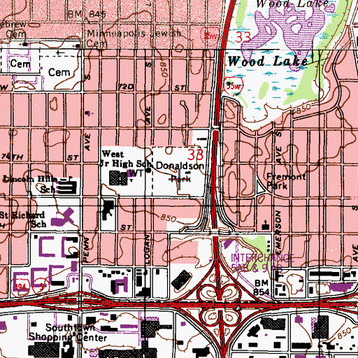 Topographic Map of Donaldson Park, MN