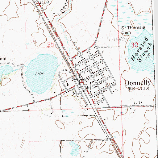 Topographic Map of Donnelly, MN