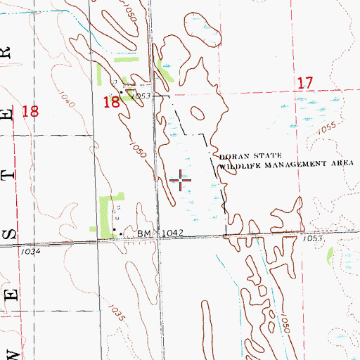 Topographic Map of Doran State Wildlife Management Area, MN