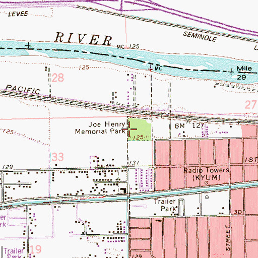 Topographic Map of Joe Henry Memorial Park, AZ