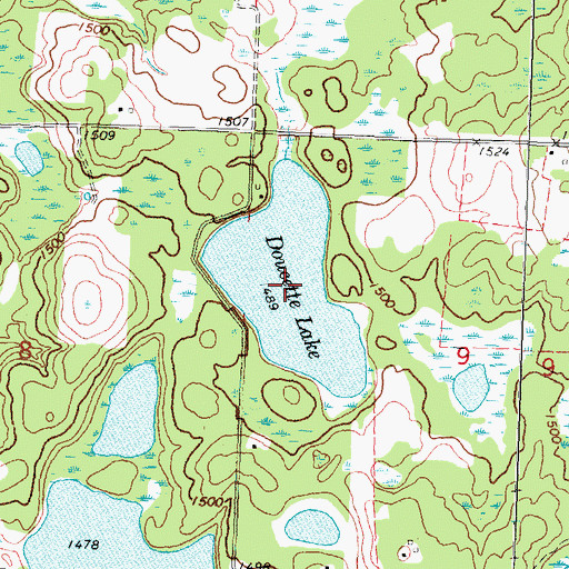 Topographic Map of Doucette Lake, MN
