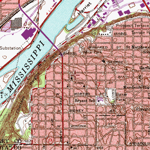 Topographic Map of Douglas School, MN