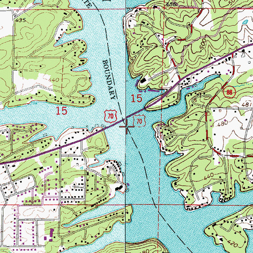 Topographic Map of Browns Ferry (historical), AR