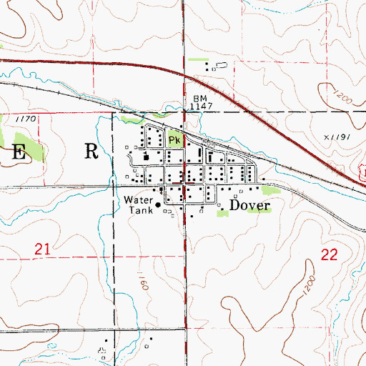 Topographic Map of Dover, MN