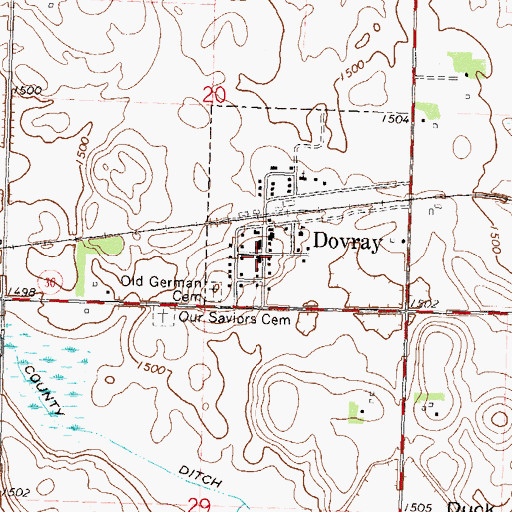 Topographic Map of Dovray, MN