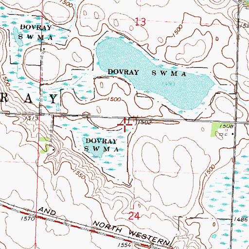 Topographic Map of Dovray State Wildlife Management Area, MN