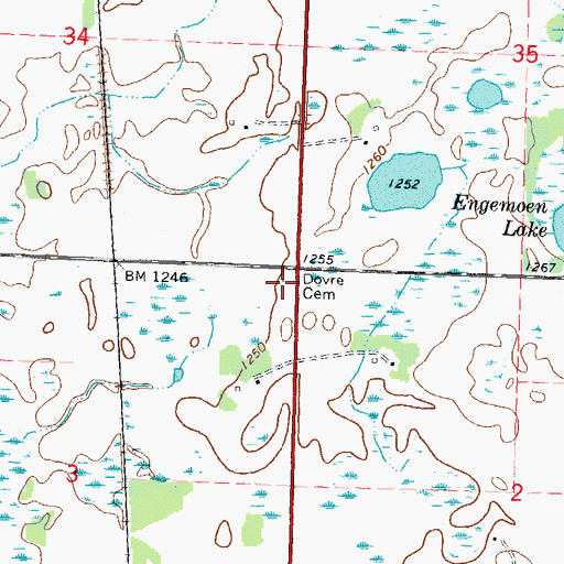 Topographic Map of Dovre Cemetery, MN