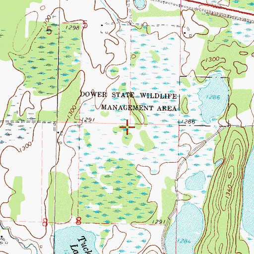 Topographic Map of Dower State Wildlife Management Area, MN