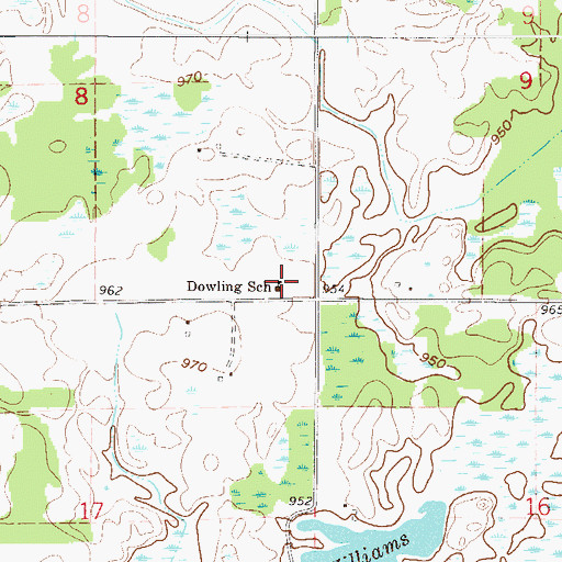 Topographic Map of Dowling School, MN