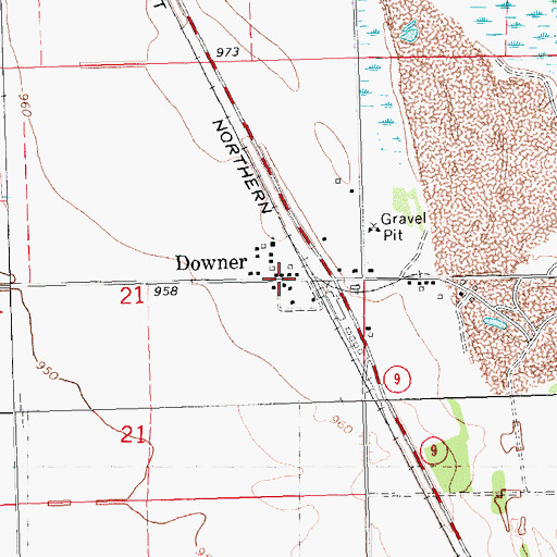 Topographic Map of Downer, MN