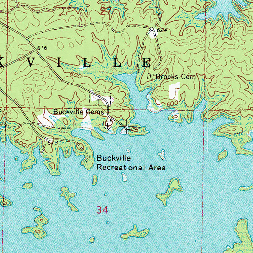 Topographic Map of Bucksville (historical), AR