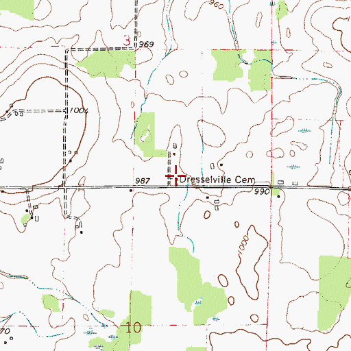 Topographic Map of Dresselville Cemetery, MN