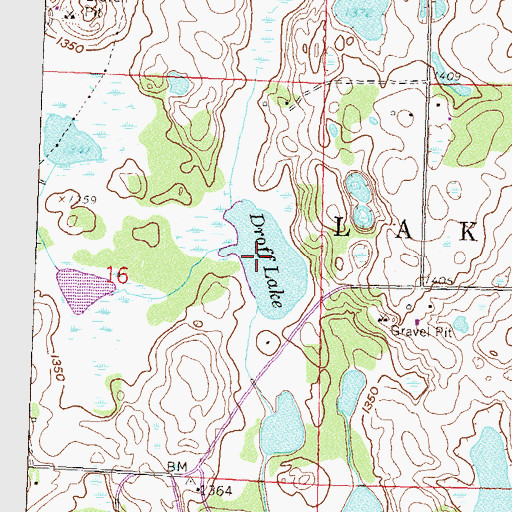 Topographic Map of Droff Lake, MN