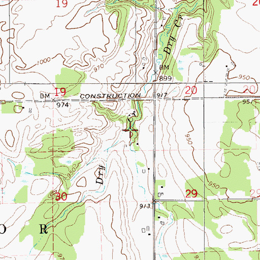 Topographic Map of Dry Creek, MN