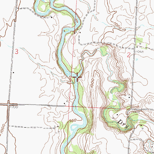 Topographic Map of Dry Weather Creek, MN