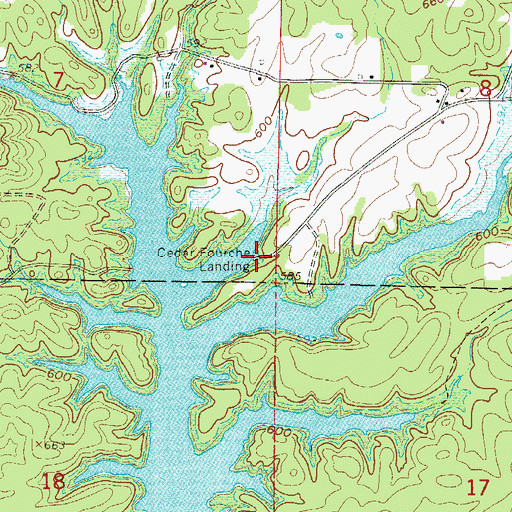 Topographic Map of Cedar Fourche Public Use Area, AR