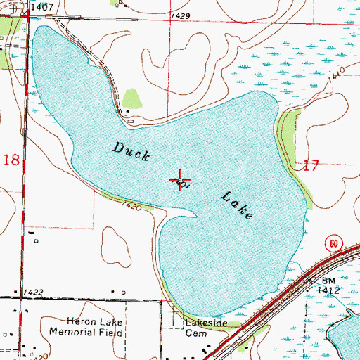Topographic Map of Duck Lake, MN