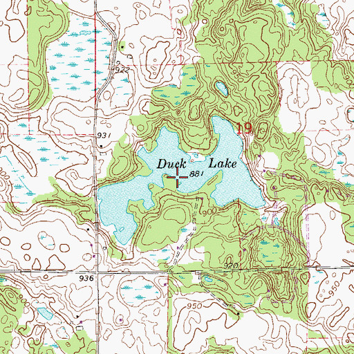 Topographic Map of Duck Lake, MN