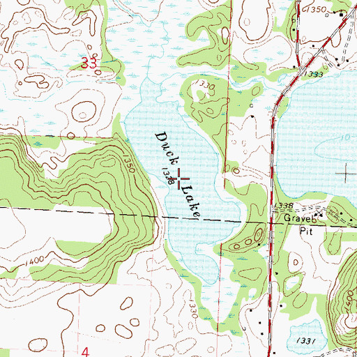 Topographic Map of Duck Lake, MN