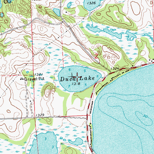 Topographic Map of Duck Lake, MN