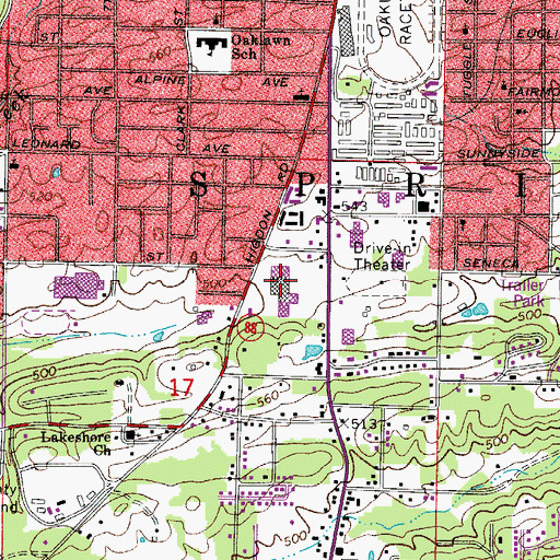 Topographic Map of Central City Shopping Center, AR