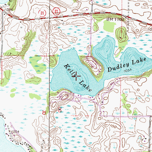 Topographic Map of Dudley Lake, MN