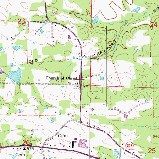 Topographic Map of Church of Christ, AR