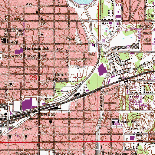 Topographic Map of Duluth Playground, MN