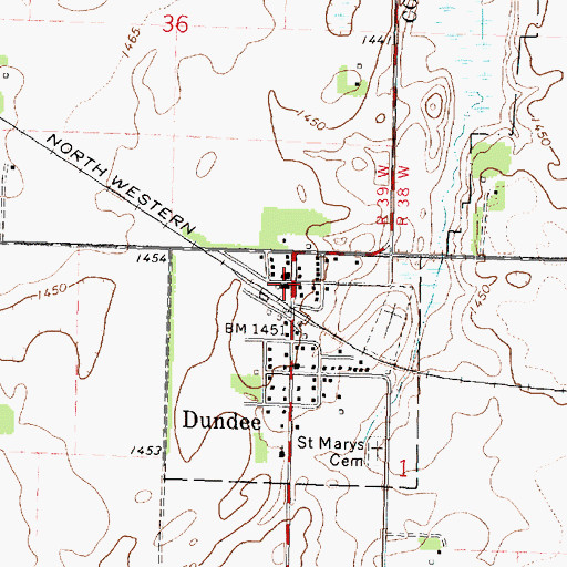 Topographic Map of Dundee, MN