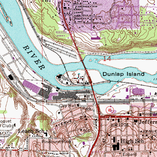 Topographic Map of Dunlap Island, MN