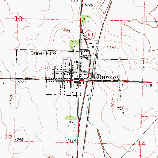 Topographic Map of Dunnell, MN