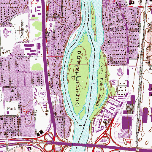Topographic Map of Durnam Island, MN